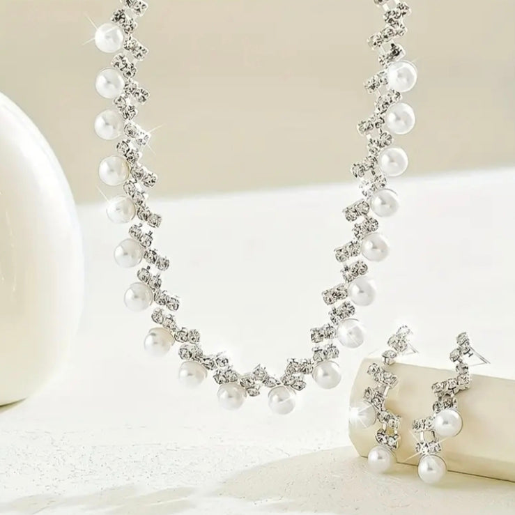 Set nupcial de collar y pendientes